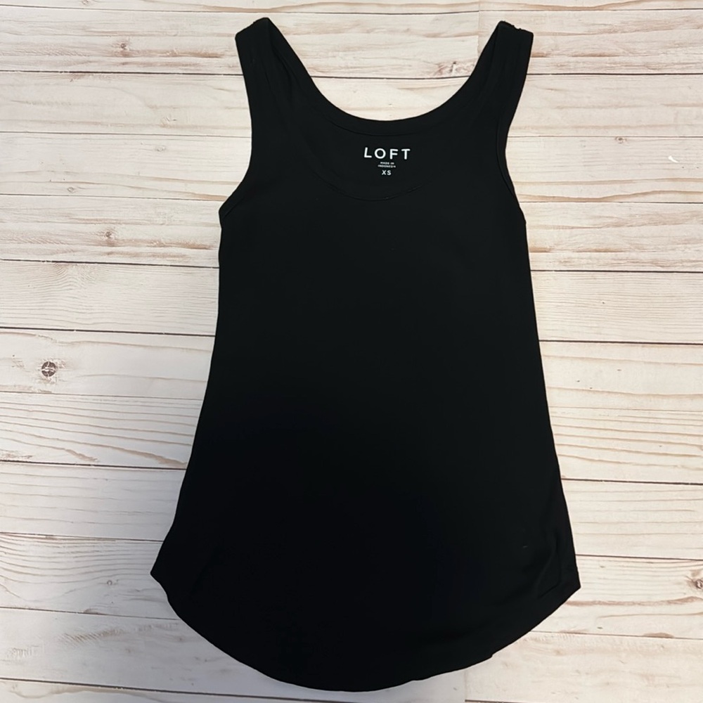 Loft black tank top with scooped bottom